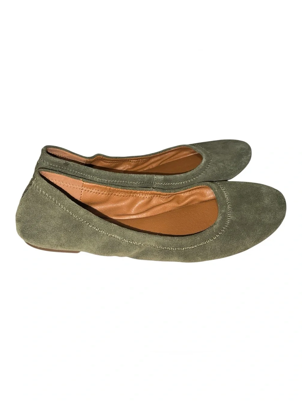 Lucky Brand Olive Green Suede Ballet Flats Women’s Size 7.5 Comfort Slip on